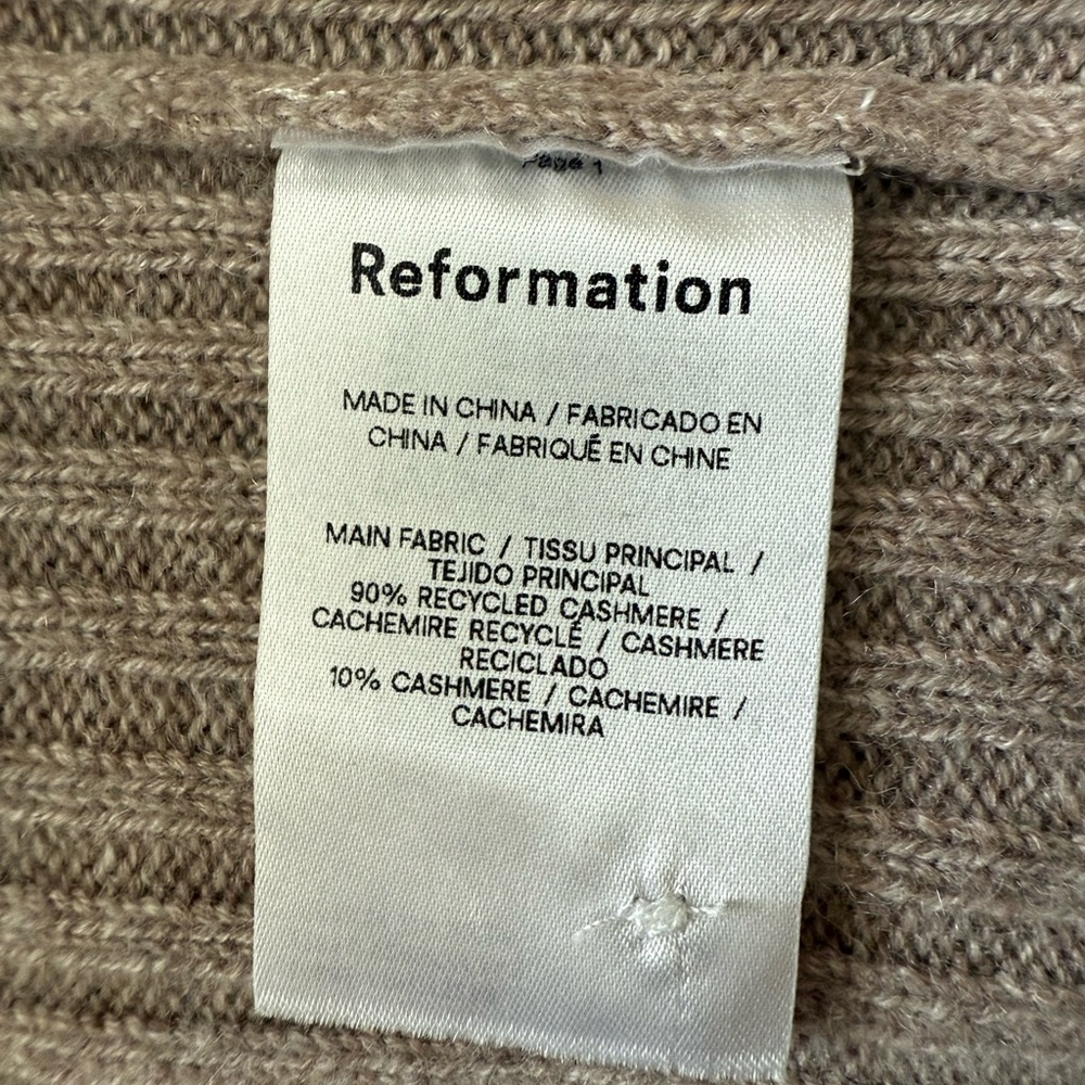 Reformation Fantino Cashmere Collared Cardigan, Oatmeal, S - Picture 8 of 9